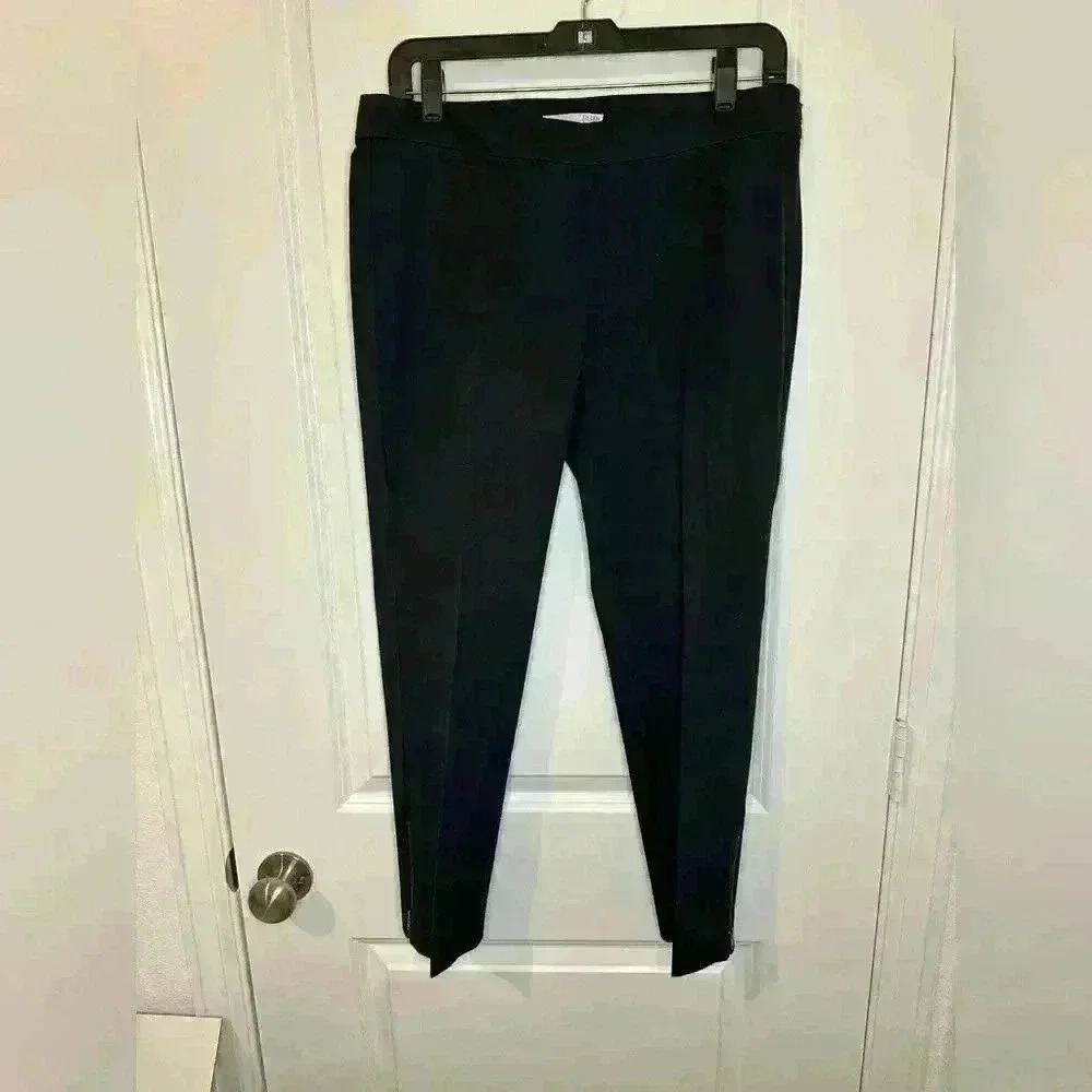 EILEEN FISHER Solid Black Rayon Ponte Stretch Zip Ankle Pants Size Small